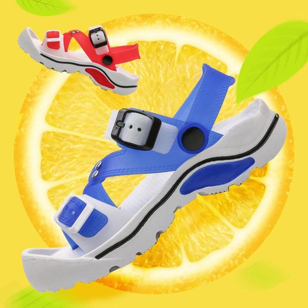

sandals summer children soft eva anti-collision parent-child shoes waterproof breathable boys girls flats beach slippers, Black;red