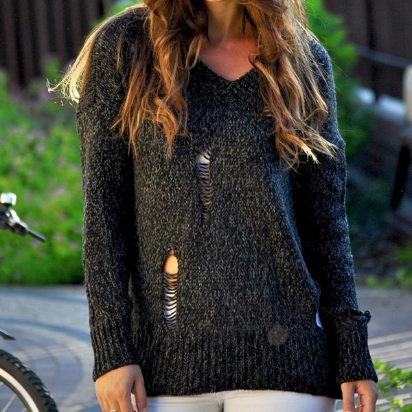

dropship autumn winter v-neck ladies sweaters women's patchwork pullover knitwear solid casual loose knitted sweater, White;black