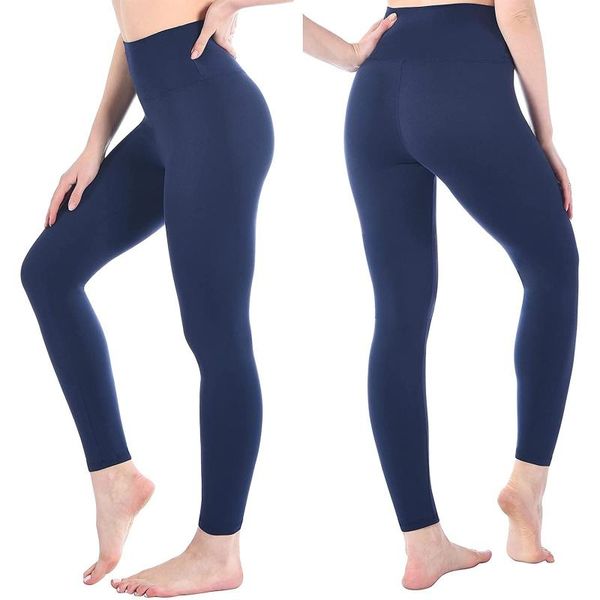 

yoga outfit women's sports elastic trousers leggings workout gymnastics or solid color high waist tight breathable gym