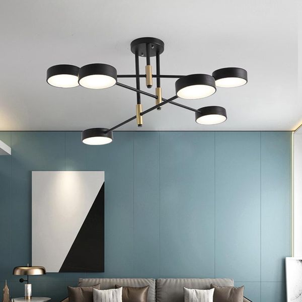 

chandeliers nordic living room chandelier simple art led light luxury black home personality restaurant bedroom lamps