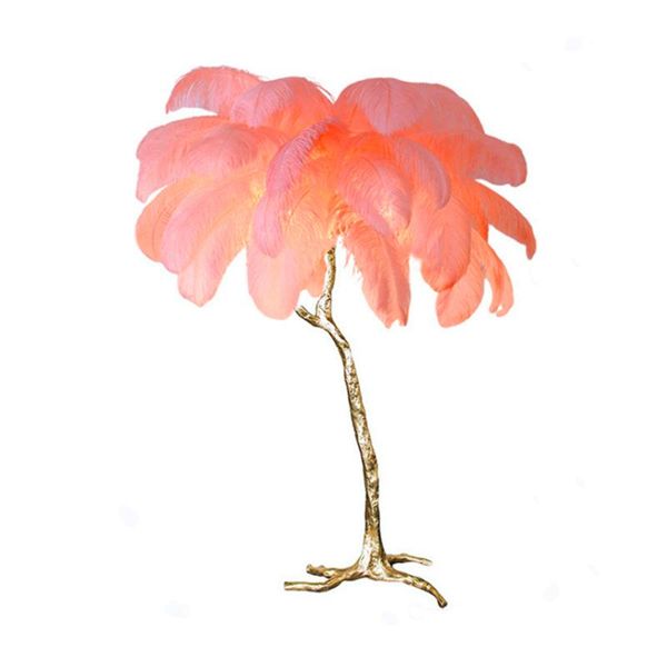 

nordic led floor light feather gold copper brass resin lamp tripod standing for living room home decor lamps