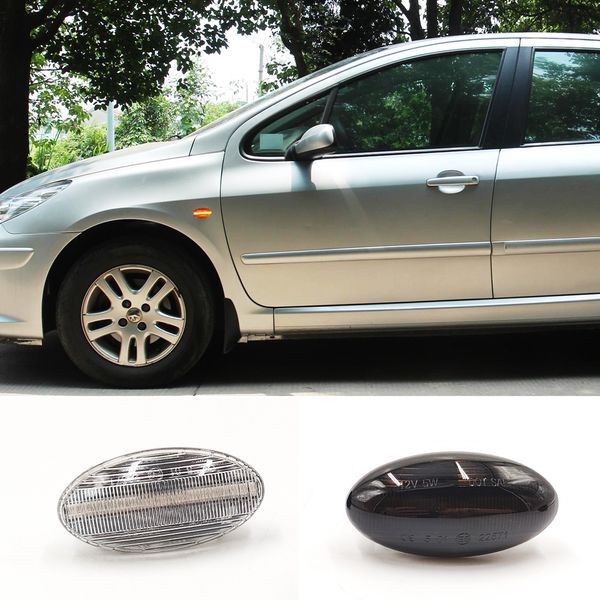 

2pcs for peugeot 307 206 407 107 607 citroen c1 c2 c3 c5 led dynamic turn signal light flowing side marker indicator light