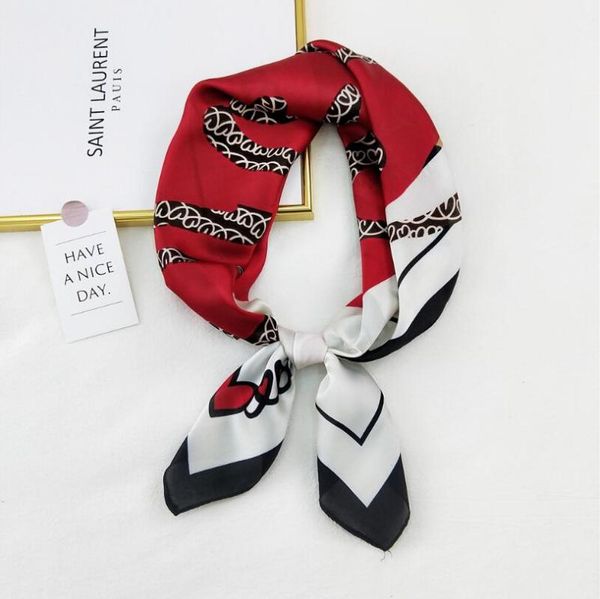 

scarves 2021 women multifunction polyester silk scarf love hearts printed casual satin small square wraps head hijab 70cm, Blue;gray