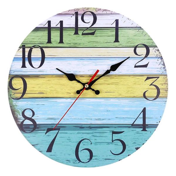 

wall clocks vintage rustic wooden clock kitchen antique shabby chic retro style home office cafe decorative round
