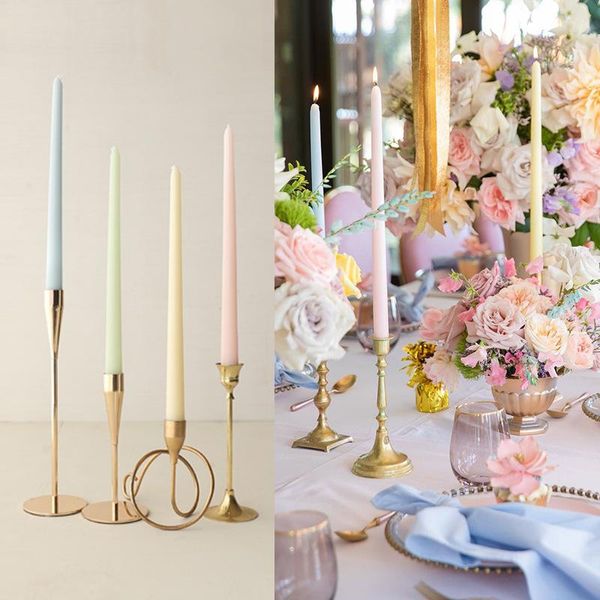 

candles 12" 4pc unsented taper colored long stick candle smokeless home nordic decor wedding centerpiece birthday