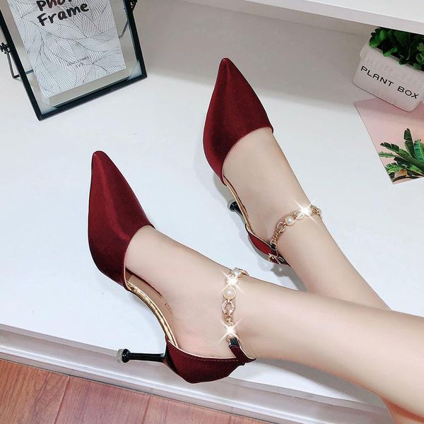 

fancy classic dress shoes high heel female 2021 spring and autumn models wild fine with ladies single retro pointed heels, Black