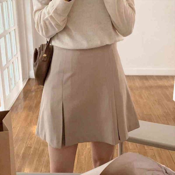

high-waisted skirt women korean style a-line mini zipper skirts female solid casual all-match short spring fall clothing, Black