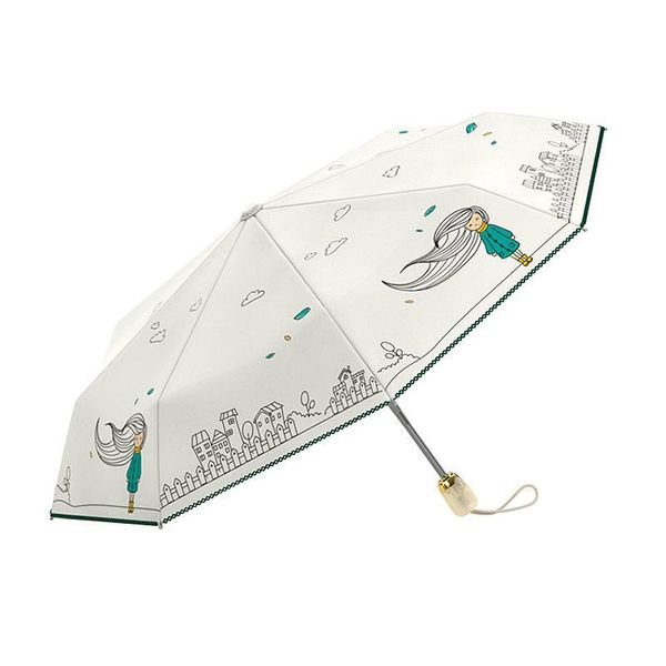 

oloey cartoon umbrella rain women folding female sunny parasol lovely mini pocket black plastic opaque 8 rib umbrellas