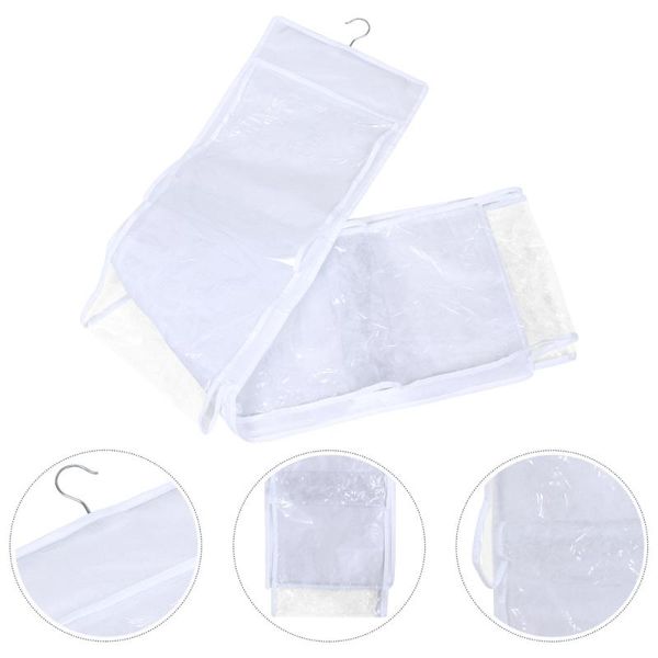 

storage bags 1pc door hanging non-woven transparent double sides pockets bag holder