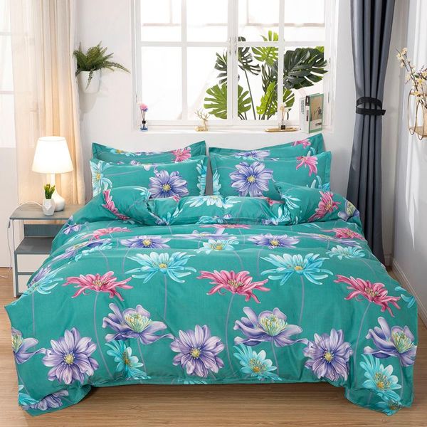 

bedding sets 3-d paint bloom flowers set simple duvet cover pillowcase home textile 2/3pcs bed linen king  size dropship