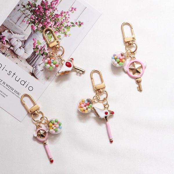 

keychains card sakura pin wings star super cute ball boyfriend gift key chain pompom wallet pendant, Silver