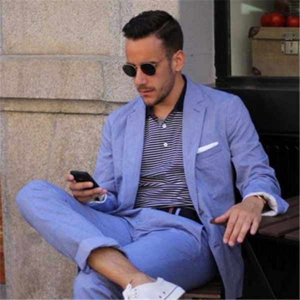 

men's suits & blazers 2021 fashion 2 piece ( coat+pants) terno masculino groom wear tuxedos for wedding chic streetwear outwear, White;black