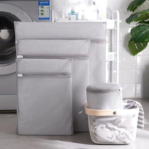 

solid gray color laundry bag for bra lingerie clothes classified cleaning household necessary wash kits washing machine zip bags