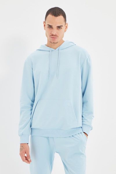 

men's hoodies & sweatshirts trendyol men 's regular fit long sleeve hooded printed tmnaw22sw1407, Black