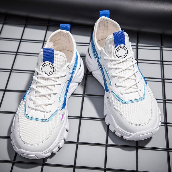 

women men sport trainer size running shoes gray black blue red white sunmmer thick-soled wear-resistant runners sneakers code: 02-0895, White;red