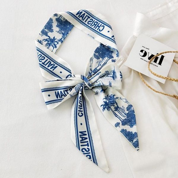 

hair accessories fashion women printing scarf bandanas ribbon bag scarves wrist towel foulard headband for girls lady