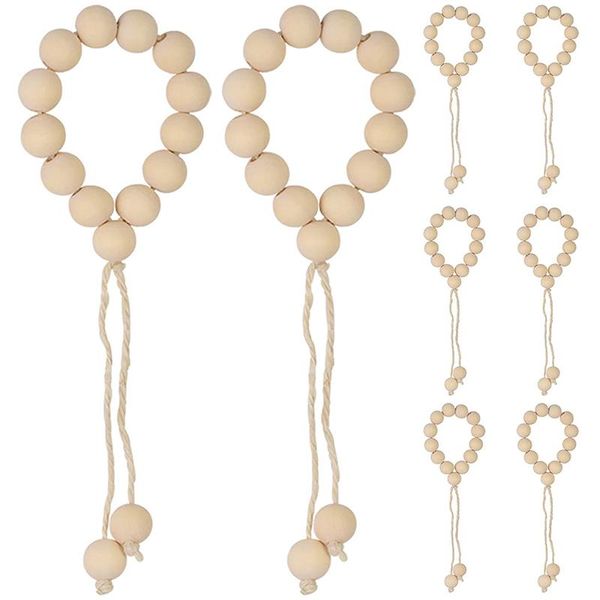 

pcs wood bead napkin rings, rustic farmhouse beads garland wall hanging decor weddings home table rings