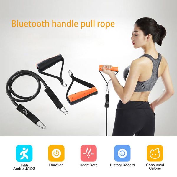 

resistance bands bluetooth smart band handle set elastic pull rope fitness workout equipment connect phone app record exercise data