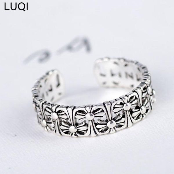 

silver vintage cross crochet open ring nj188 cluster rings, Golden;silver