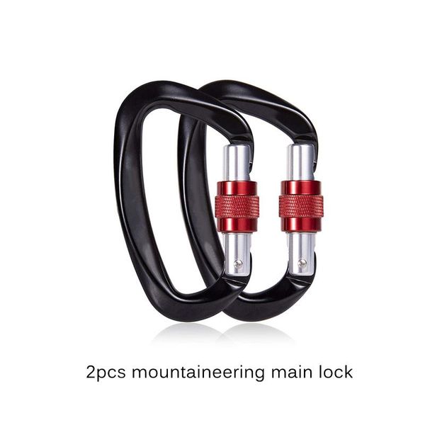 

cords, slings and webbing 2pcs climbing carabiners d shaped mountaineering safety screw lock buckle aluminum carabiner outdoor camping equip