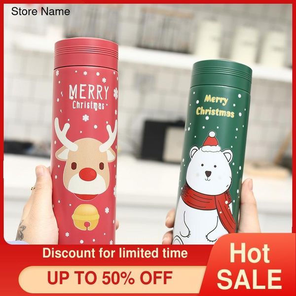 

water bottles cute christmas mug gift cup cartoon bouncing stainless steel men and women hand