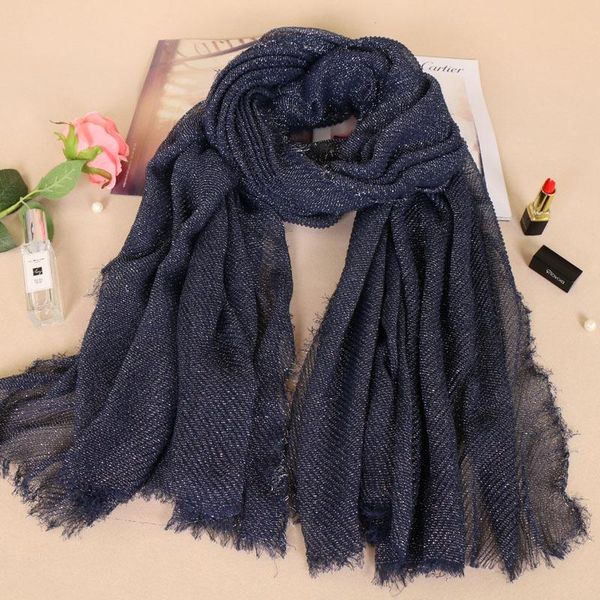 

scarves women's crinkled pleated monochrome scarf four seasons solid outdoor decorate women cotton adult, Blue;gray