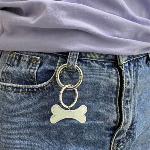 

fashion keychain key buckle letter bone design car keychains men women bag pendant accessories 2 option quality, Silver