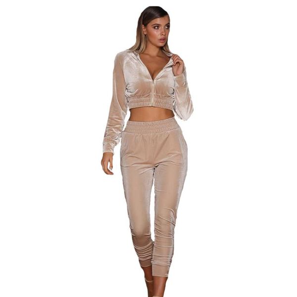

women's two piece pants winter sweater two-piece suit sports trend suede fleece pencil casual lady, White