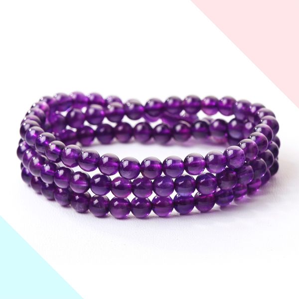 

5-5.5mm amethyst bracelet natural crystal bracelet amethyst bracelet, Black