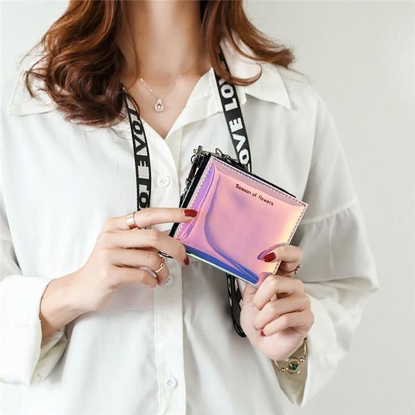 

wallets fashion symphony laser small wallet women multifunction purses ladies money bag korean female holographic, Red;black
