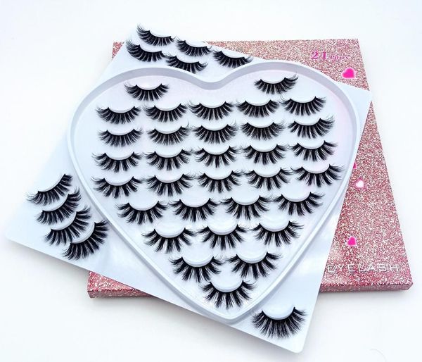 

5/21pairs fluffy lashes 10-25mm 3d mink dramatic long thick false eyelashes extension makeup1