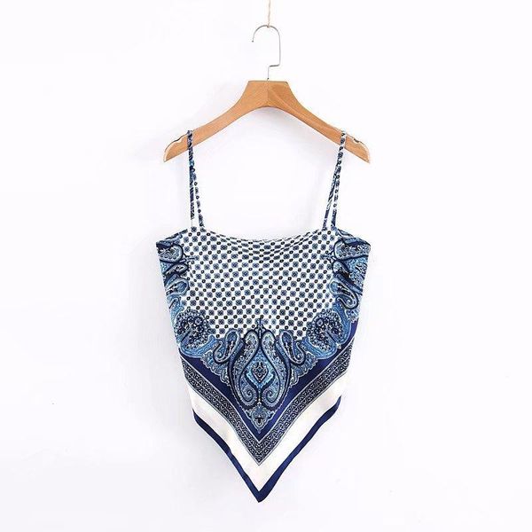 

women's tanks & camis women vintage paisley print spaghetti strap chic tank ladies summer backless bowknot sling ls3866, White