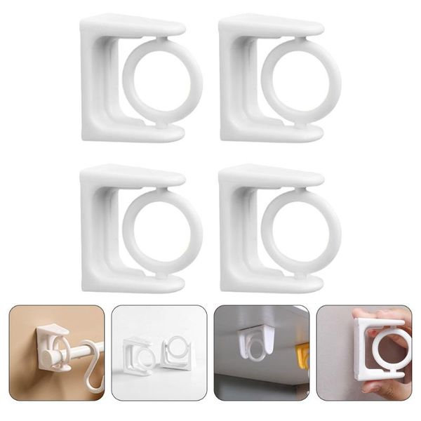 

hooks & rails 4pcs home curtain rod brackets support racks nail-holders (white)
