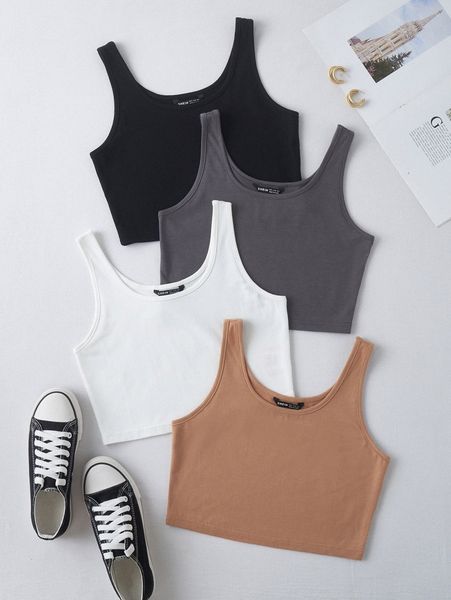 

4 pack solid tank p3fy#, White