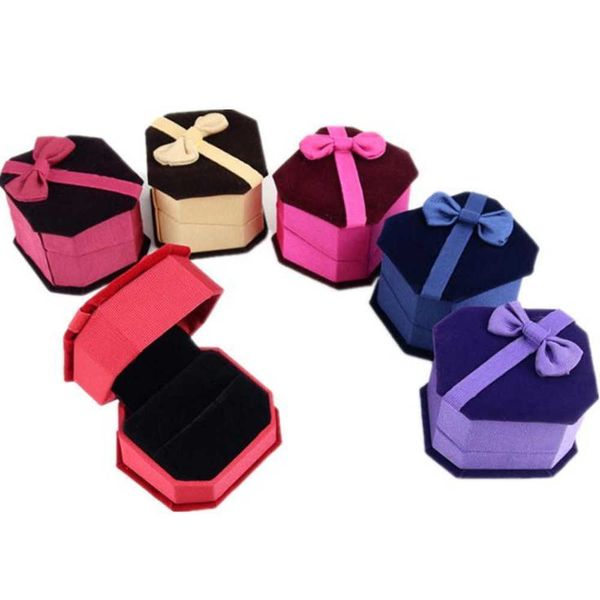 

wholesale 100pcs/lot flannelette high-grade velvet ring earring octagonal packing box christmas gift boxes