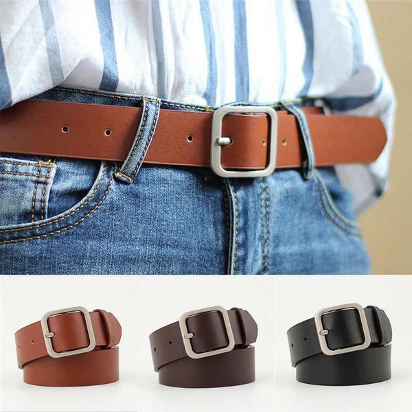 

belts women fashion vintage belt classic solid soft leather waistband wide for ladymetal buckle casual strap, Black;brown