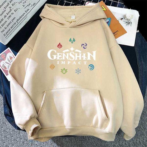 

genshin impact hoodies spring women korea female hoody graphic streetwear ulzzang sweatshirt men harajuku jacket 211014, Black