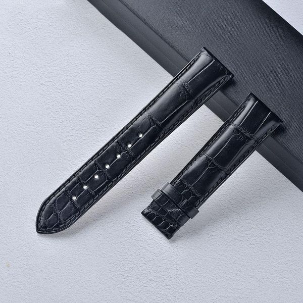 

watch bands 2021 handmade strap crocodile skin band custom alligator watchbands 14mm 16mm 18mm 20mm 22mm 24mm genuine leather belt, Black;brown