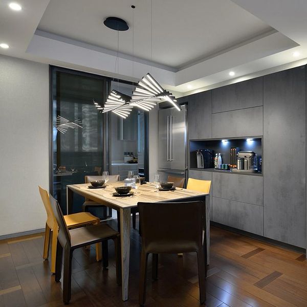 

pendant lamps nordic living room lamp modern simple designer restaurant chandelier minimalist linear fishbone shape office strip