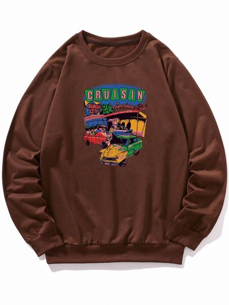 

men car and letter graphic sweatshirt b2pe#, Black