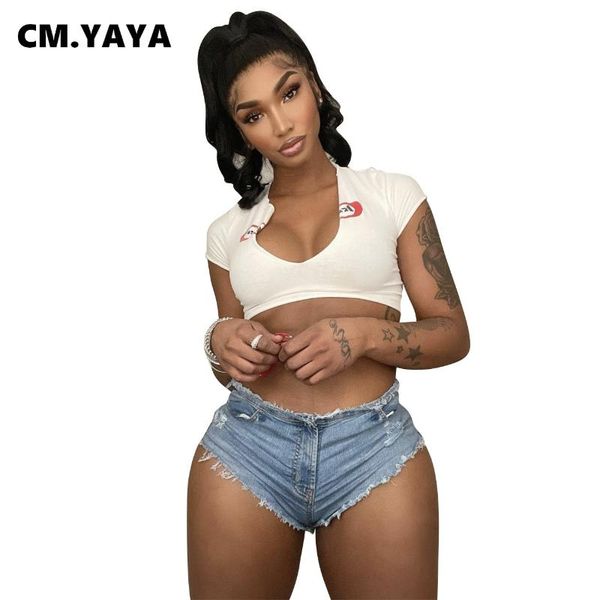 

women's jeans cm.yaya women zipper back diamond mid waist ripped mini denim shorts fashion high streetwear summer clothing 2021, Blue