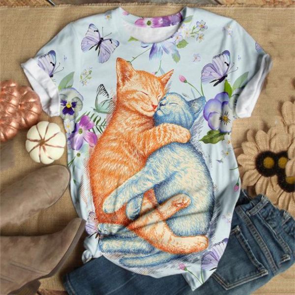 

women's t-shirt kawaii animal printed t shirt women harajuku plus size short sleeve o-neck tee summer pullover tunics ropa mujer, White