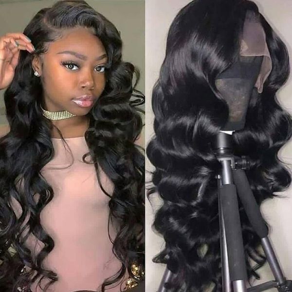 

lace wigs 30 inch 4x4 body wave closure wig peruvian pre plucked human hair for black women 13x4 loose deep frontal, Black;brown
