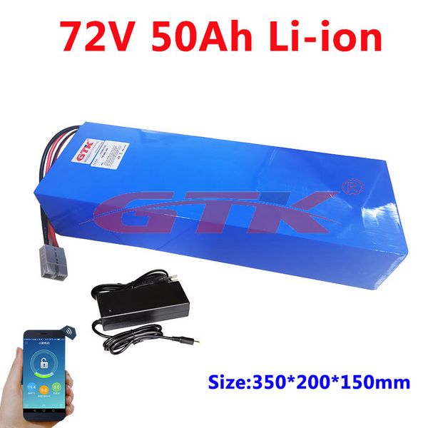 

gtk 72v 50ah lithium li ion battery built-in bms bluetooth app for 3000w 7200w golf cart e-scooter ev forklift +5a charger