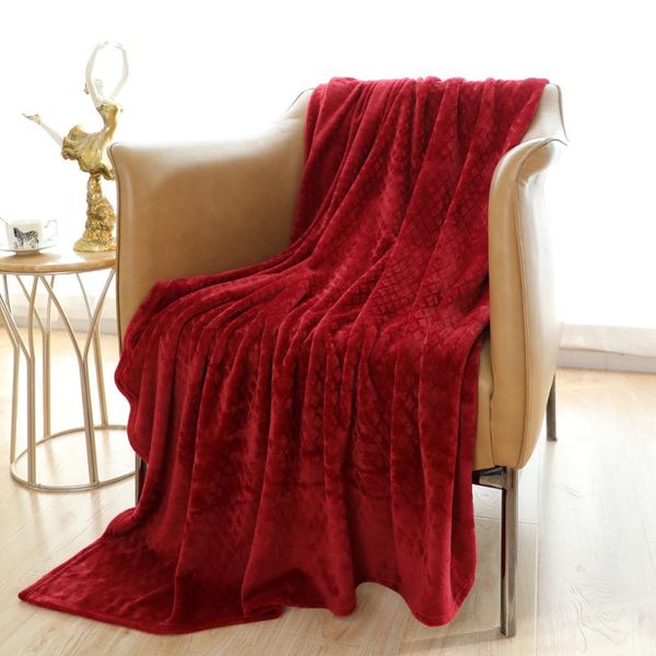 

red home textile flannel weighted blanket super warm soft solid blankets throw sofa/bed/ travel patchwork bedspread