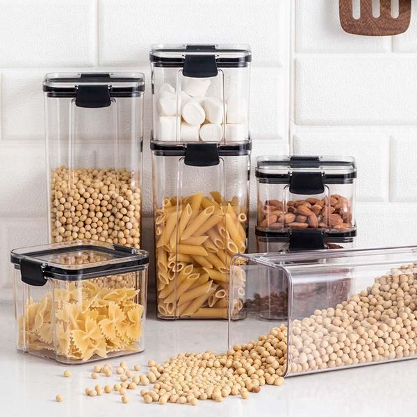 

storage bottles & jars 1800ml transparent sealed jar nuts coffee bean snack household grain box plastic kitchen