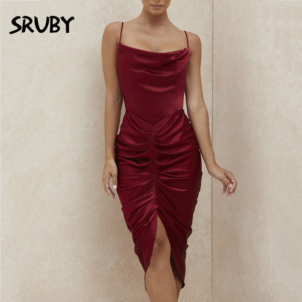 

sruby woman dress ruched spaghetti strap solid summer dresses for women party club female midi dress 2021 vestido feminino, Black;white