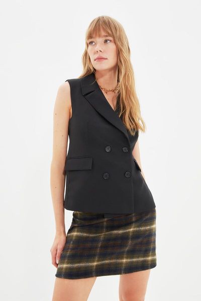 

women's vests trendyol pockets vest twoaw22ye0082, Black;white