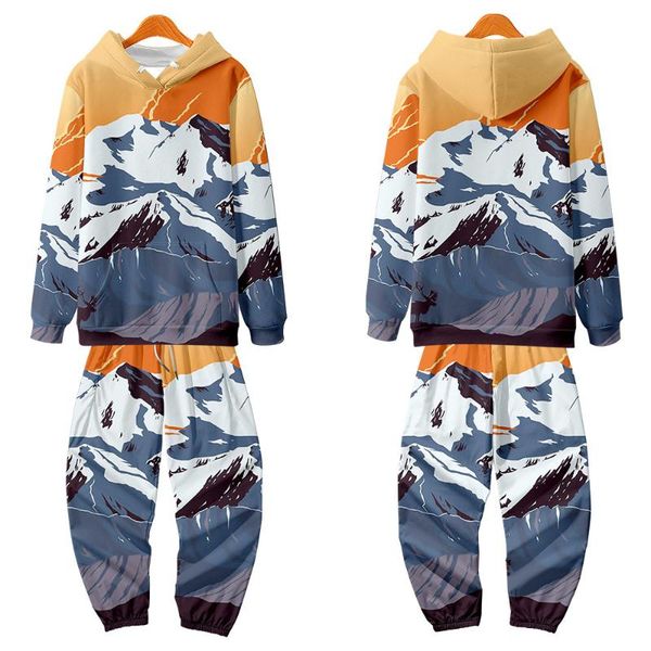 

men's hoodies & sweatshirts 2021 sweatshirt autumn winter casual loose long sleeve pullover and pant suit, Black