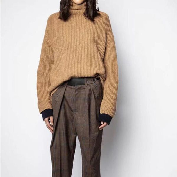 

women's sweaters 100% cashmere turtleneck sweater women long sleeve hollow out contrast color loose jumpers, White;black